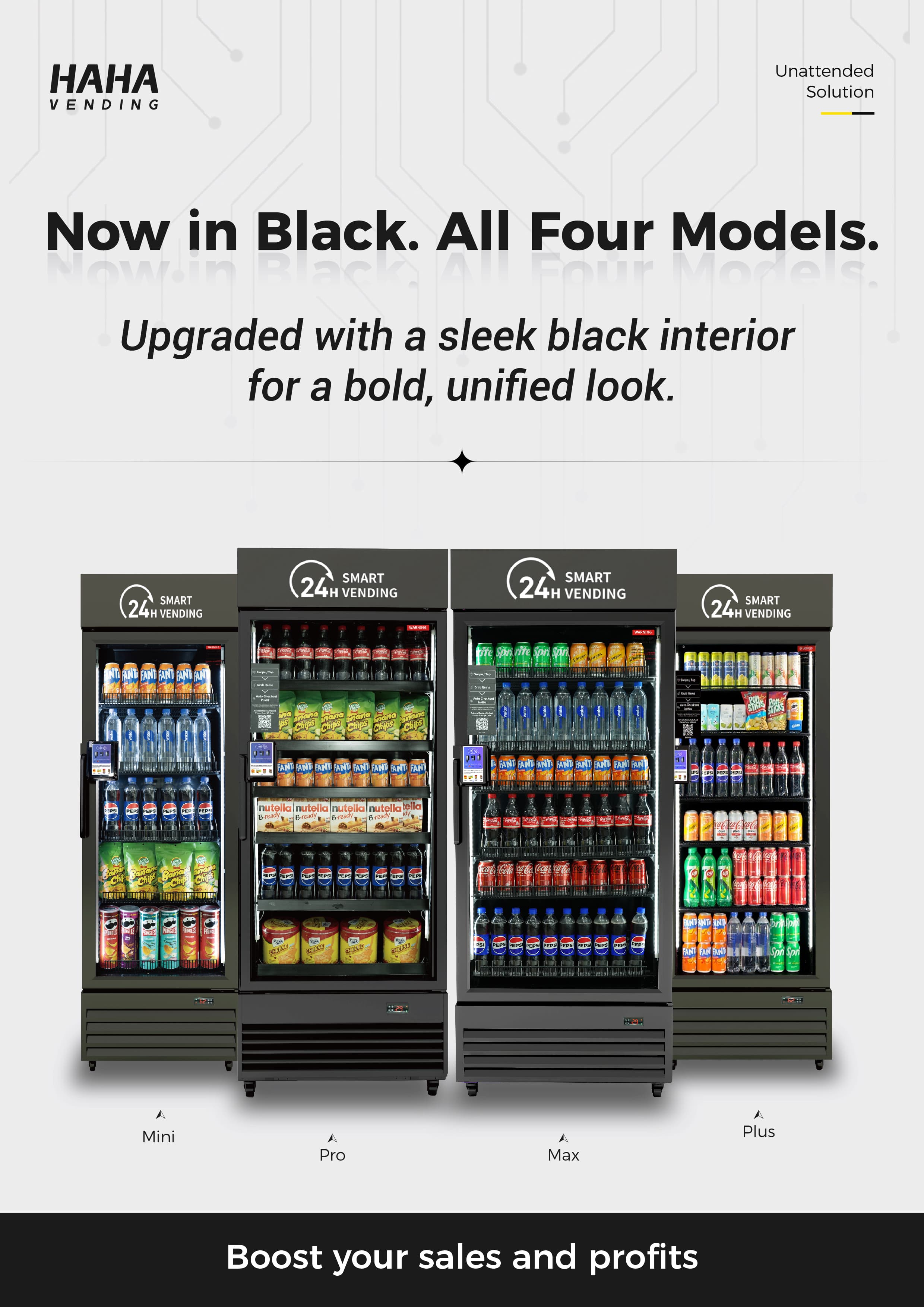 HAHA vending machines – four models with black interior